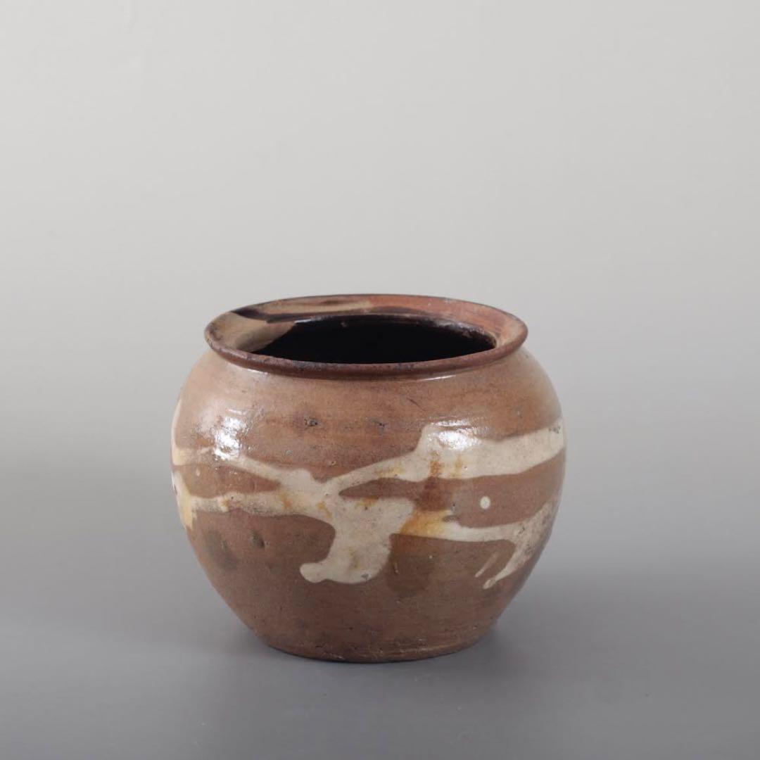 丹波 白化粧土流し 小壺 茶碗 古美術 古道具 アンティーク 古丹波