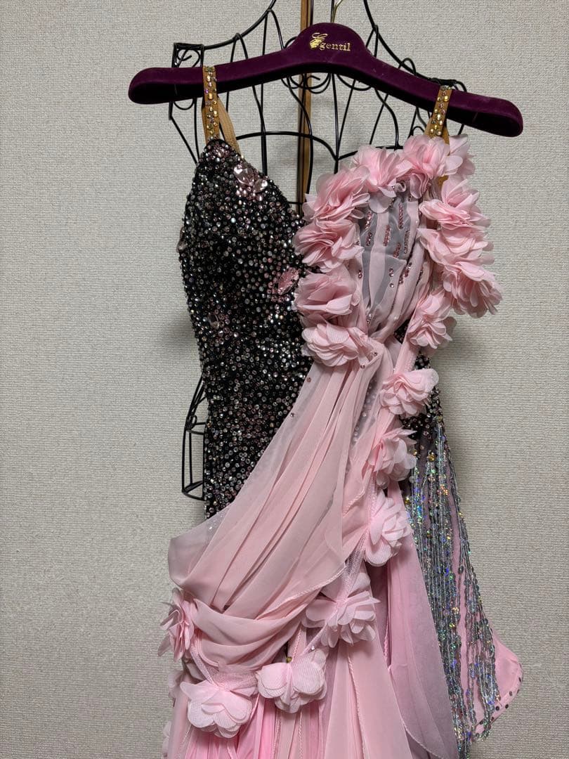 社交ダンスドレス ピンクと黒のグラデーション