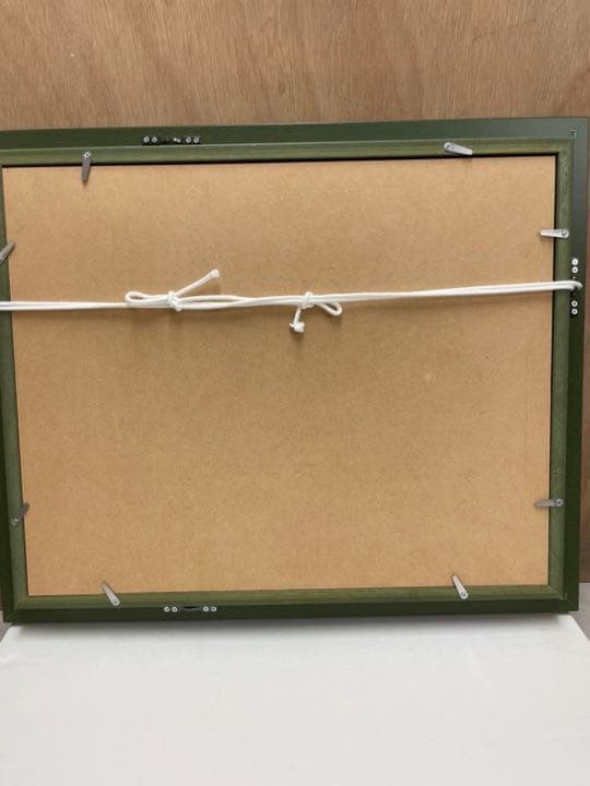 油絵F6 ピンク赤胡蝶蘭 (板に油絵) 表面ガラス付き 額 金緑