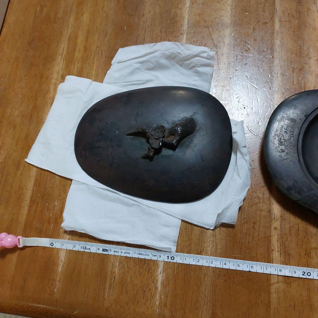 硯　渭原石 梅の花 の彫刻 古物 傷 汚れあり 壊れなし 長期保管品