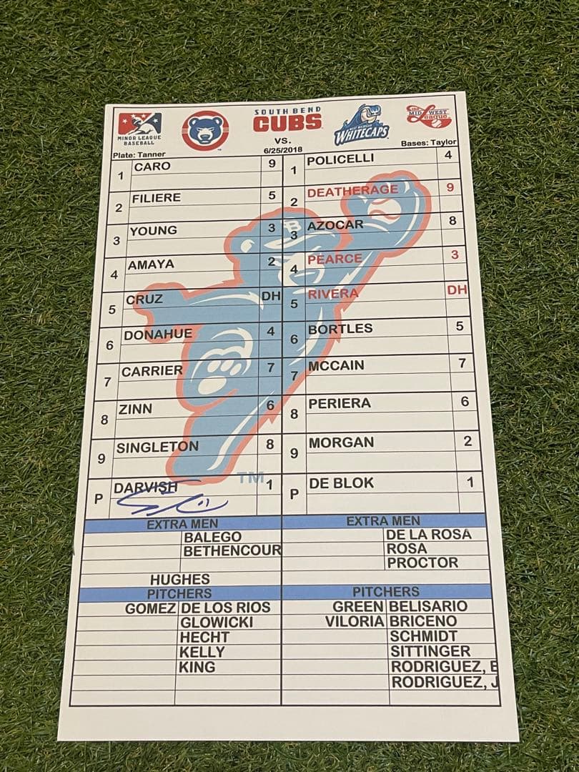 実使用　ダルビッシュ有　直筆サイン入り　マイナーリーグ　ラインナップカード