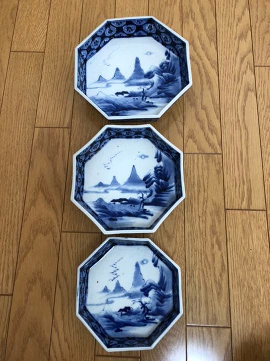 伊万里　八角皿　明治　大中小　鉢　和皿　セット