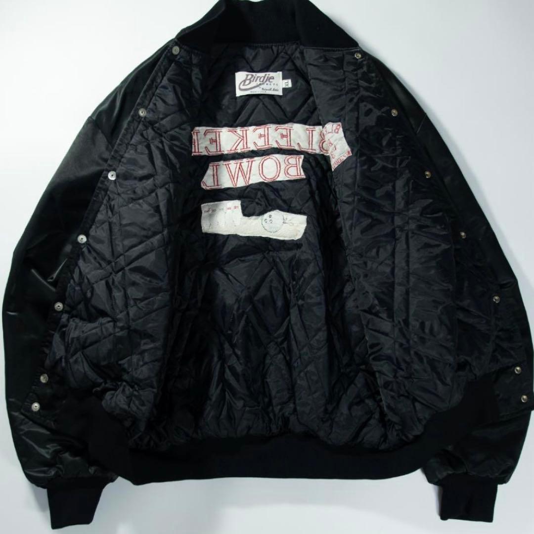 バーディー　中綿ジャンバー　ブルゾン　ブラック　ボウリング　両面刺繍　USA製