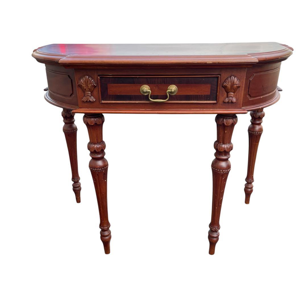 英国アンティーク コンソールテーブル　飾り台　花台　電話台 引き出し付き