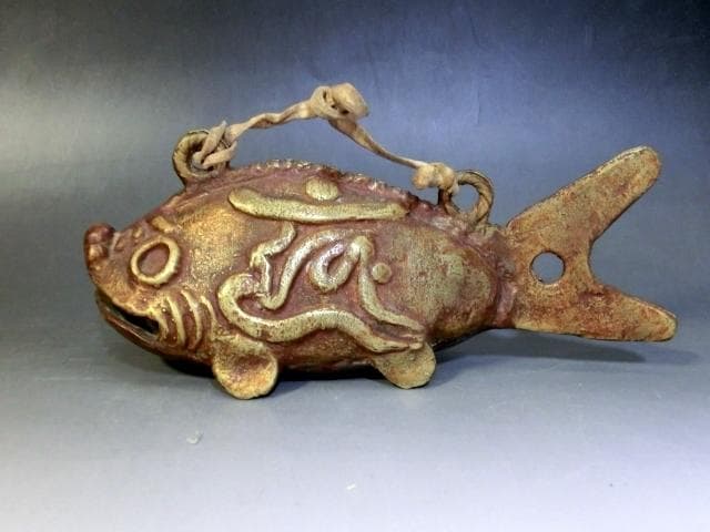 置物■金魚 金銅魚鈴 置物 魚型 オブジェ 鐘 時代物 骨董品 珍品 希少■