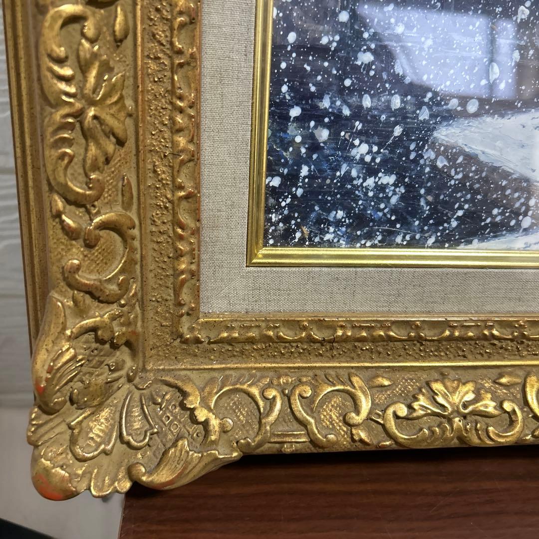 雪のサンマルタン運河 島田三郎　額　画　サイン有り