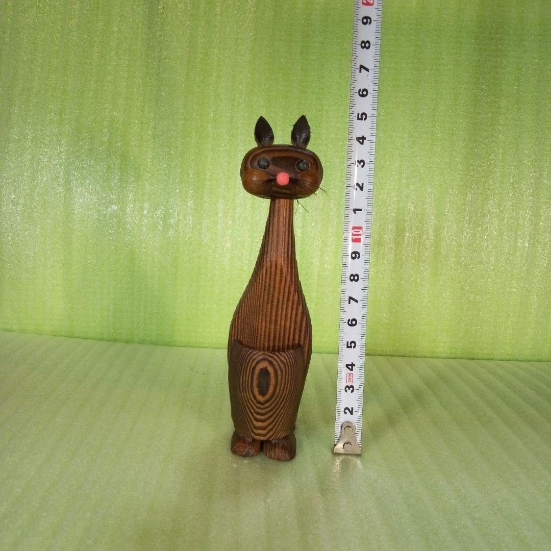 木製　猫型爪楊枝入れ　つまようじ立て　フィギュア　オブジェ　レア　希少