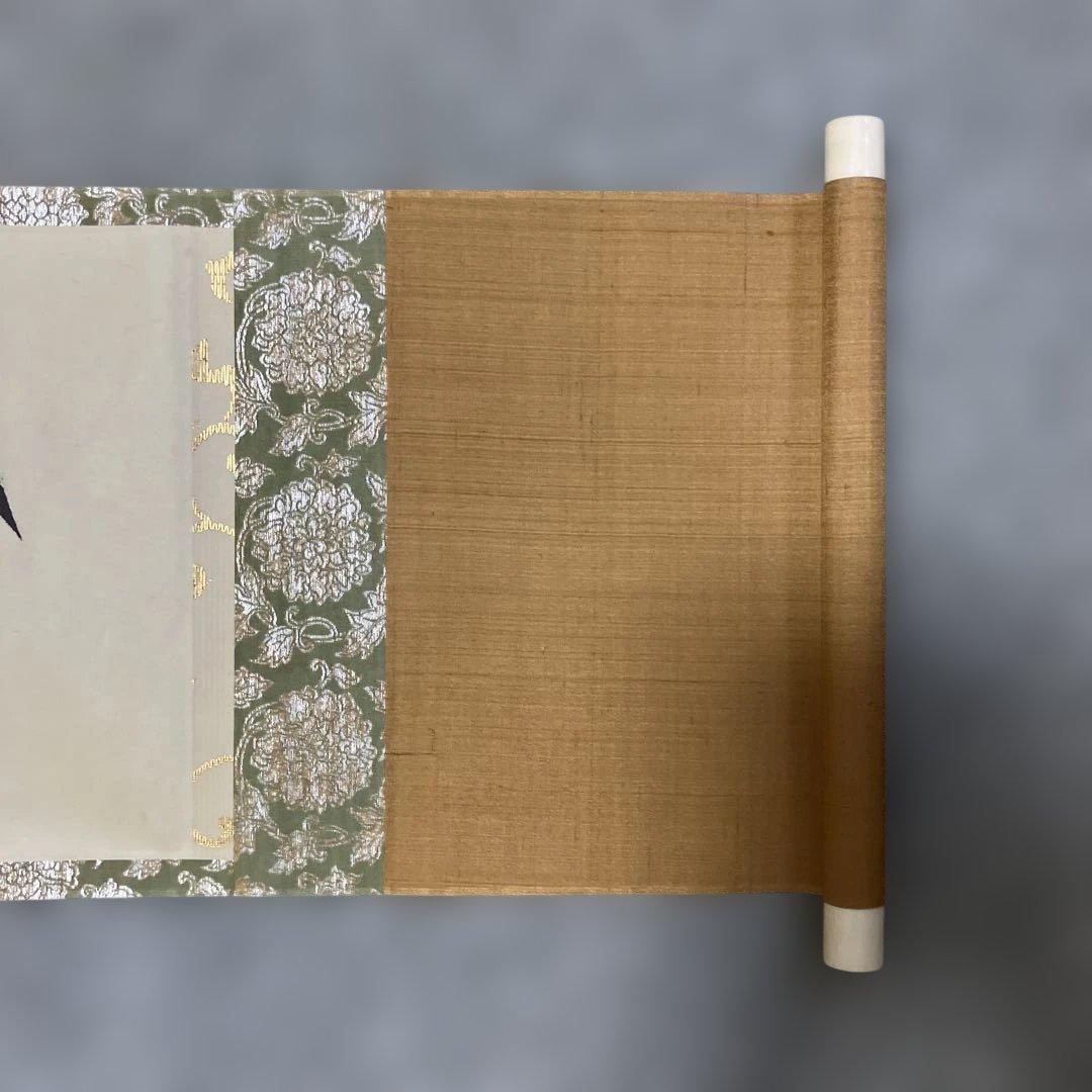 【美品】風格ただよう風光日彩 掛軸 象牙様軸先