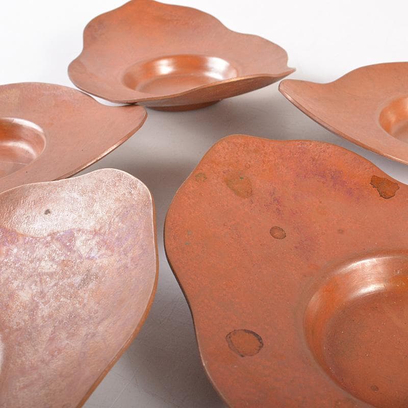 煎茶道具　素銅　木瓜式　茶托　十八客　合計約1429g　在銘　共箱　MR7539