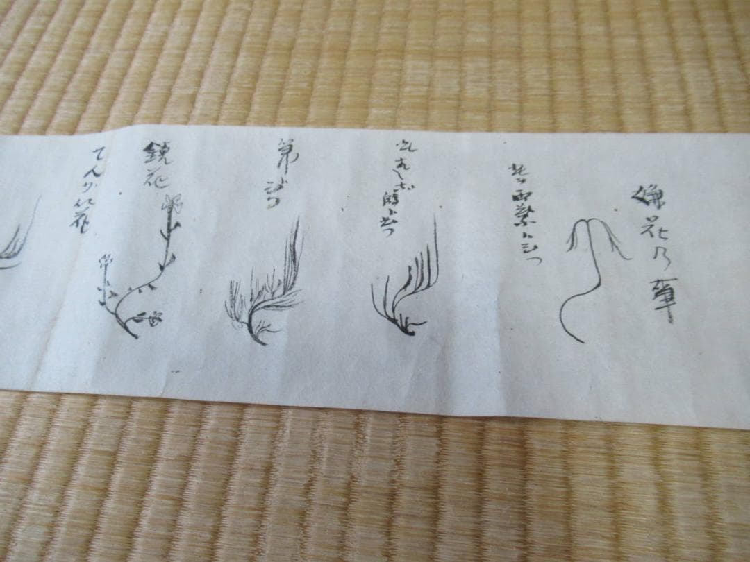 美品 江戸中期 手書き華道手本巻物◆三雅流挿花法式図（華道/いけばな）「遠州流」