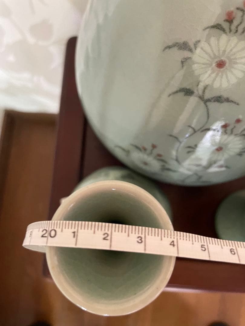 高麗青磁 雲鶴　茶道具　伝統工芸品　峯岩作　華道　高麗青磁　陶器の花瓶3点セット