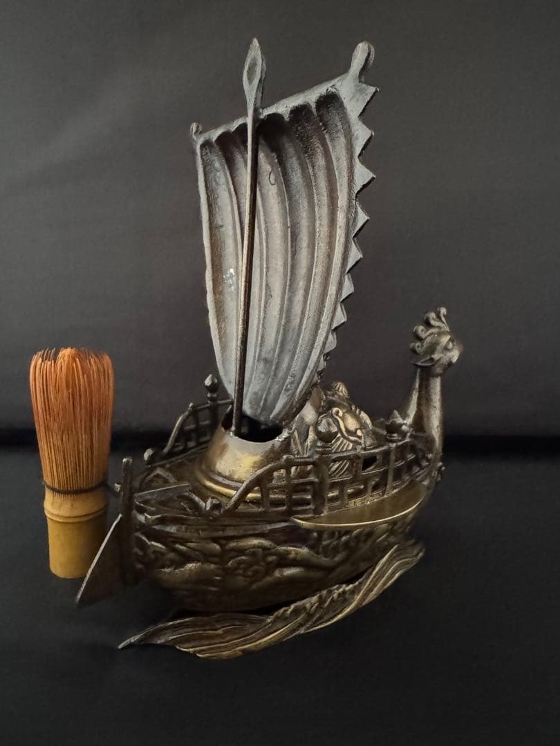 香炉 鳳凰型 宝船 銅製 彫刻 置物 開運 風水 骨董 インテリア　アンティーク