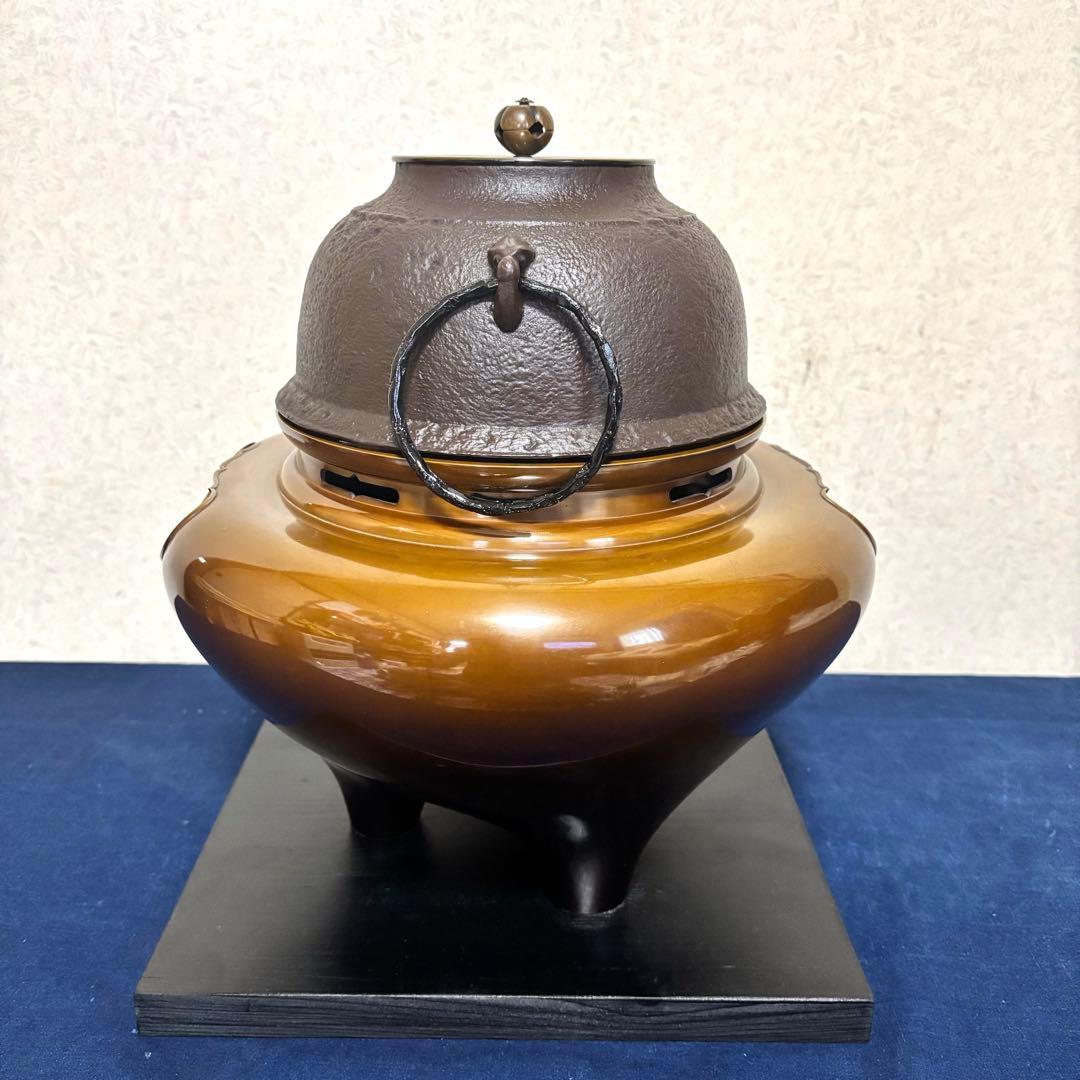 風炉/茶釜/電熱器/唐銅朝鮮風炉 /野々田電熱器/茶釜/敷板/茶道具/お点前道具