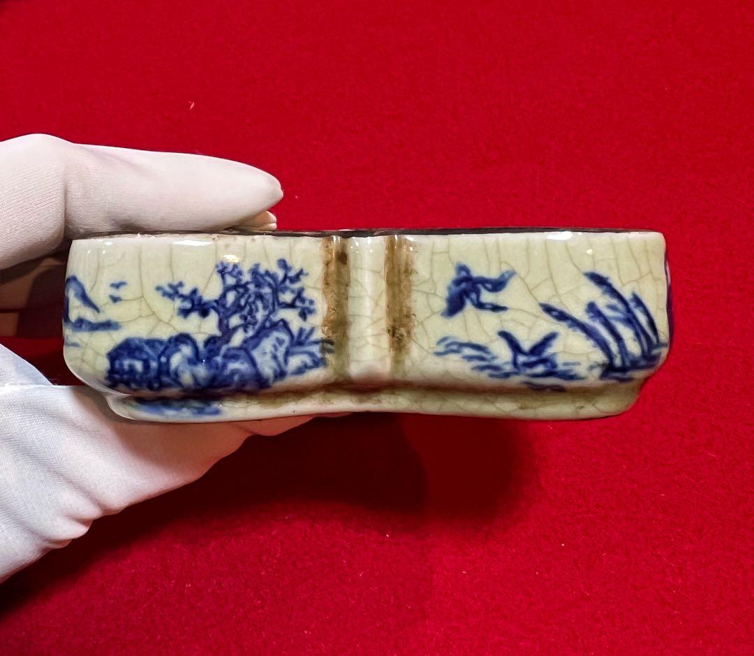 中国美術 古玩 道光年製 山水 人物 獅子紋樣春宫人物蝶々 蓋合 香合 小物入れ