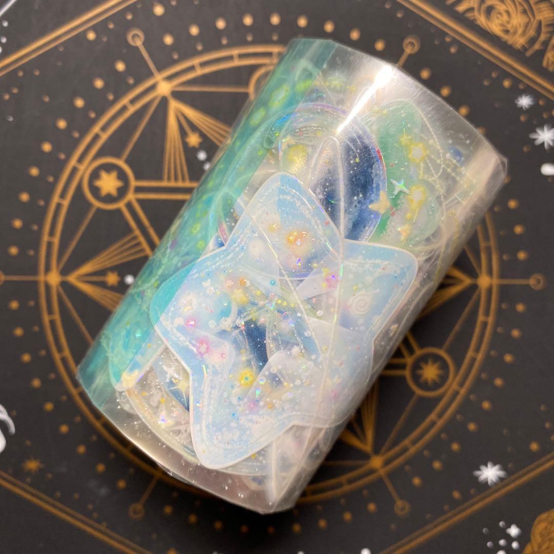 【9460】海外　マステ　3/5/巻　貝殻光マスキングテープ　惑星　青　装飾系