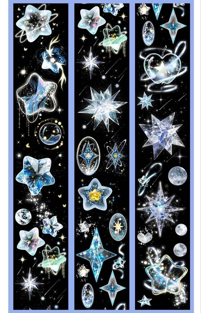 【9460】海外　マステ　3/5/巻　貝殻光マスキングテープ　惑星　青　装飾系