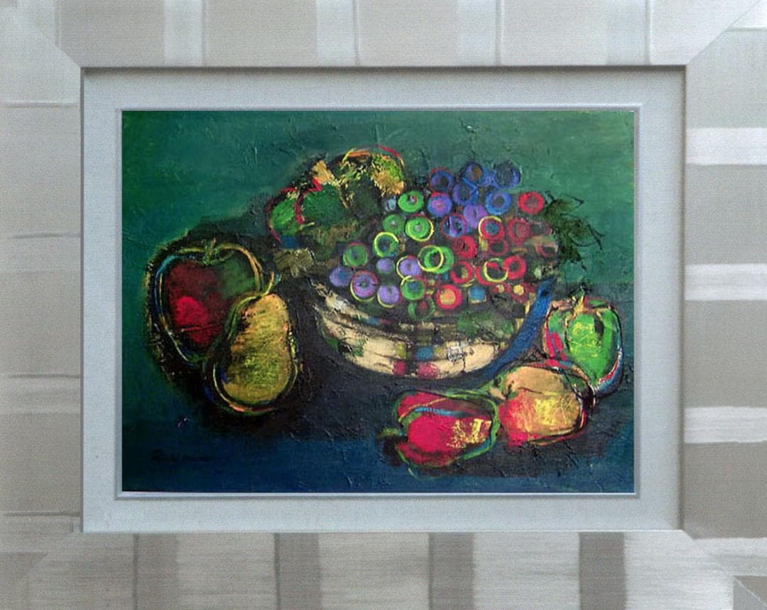 油絵 菅家令子 絵 絵画 インテリア uF6-061304 静物 フルーツ