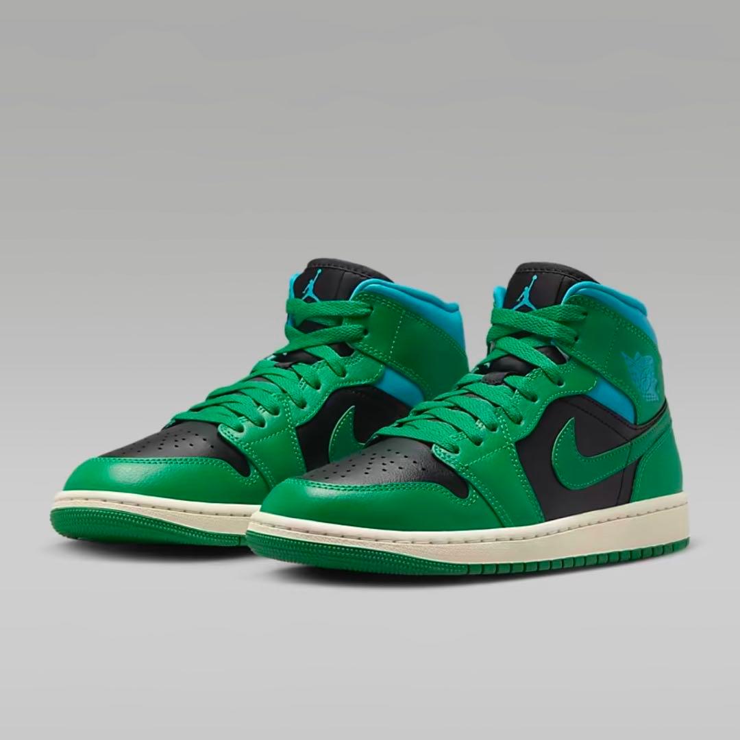 Air Jordan 1 Mid WMNS ブラック/ラッキーグリーン 28cm