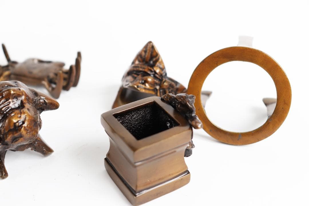 大野芳光 七種 蓋置 共箱 金属工芸工芸品唐銅