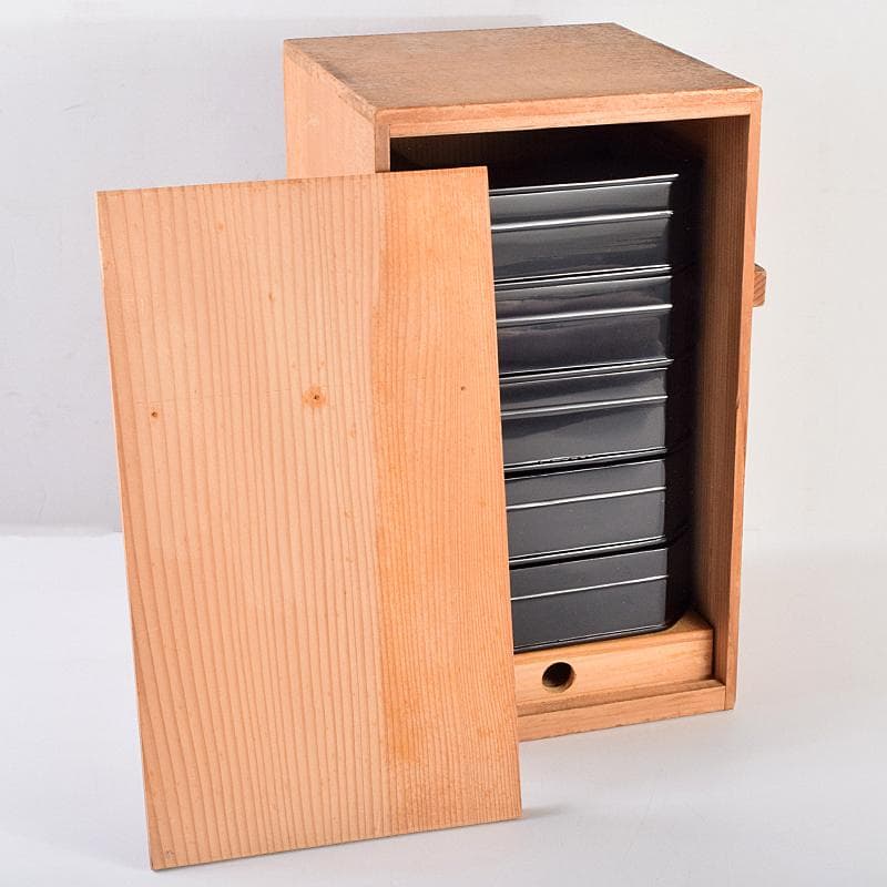 塗師　木村表斎　黒漆　利休形　縁高重　五段　共箱　V　R9124B