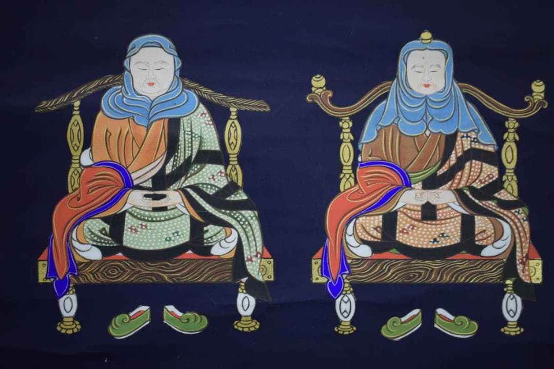 不詳/作者不明/天台宗/三尊仏/三尊佛/佛画/布袋屋掛軸HJ-460