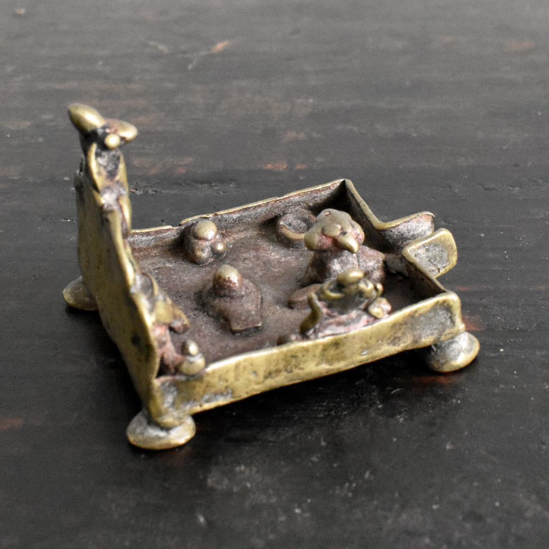 インド19世紀ヒンドゥー教リンガム小型神殿像 /アンティーク/真鍮/鋳造/祠/社