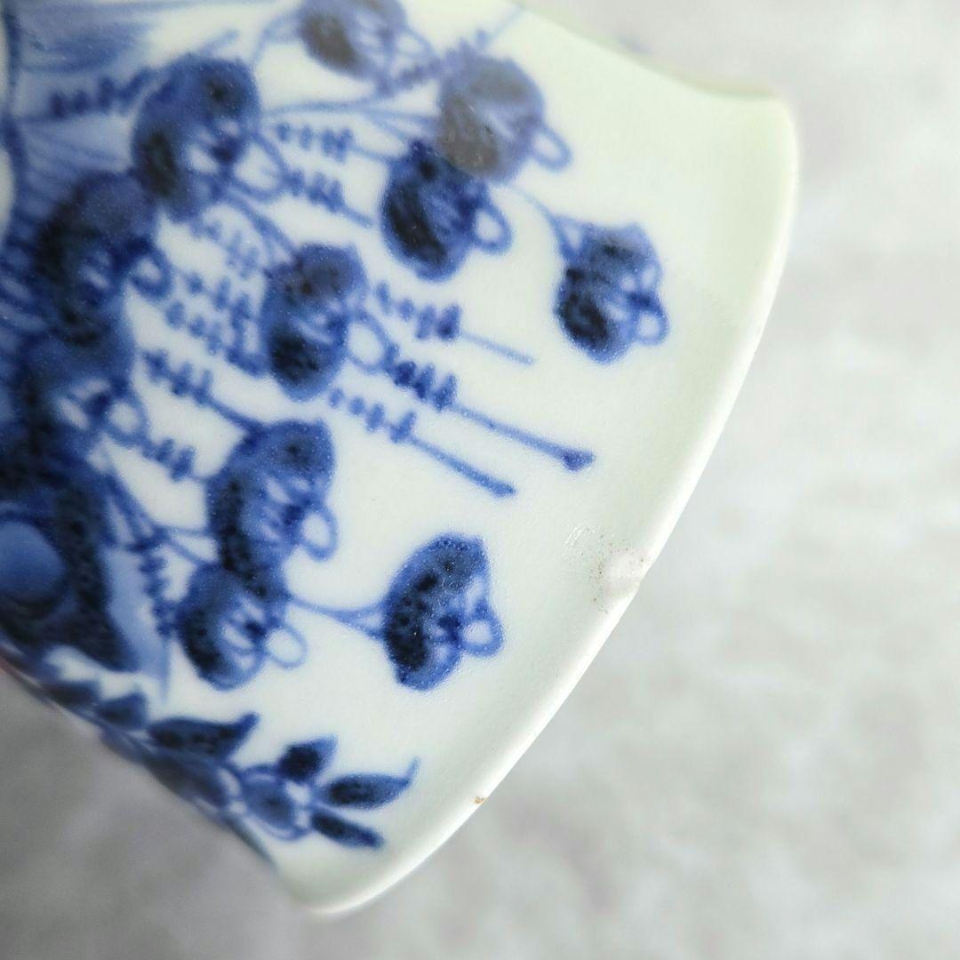 古伊万里　染付　向付　猪口　江戸時代　太鼓岩　金直し　金継ぎ　骨董　アンティーク