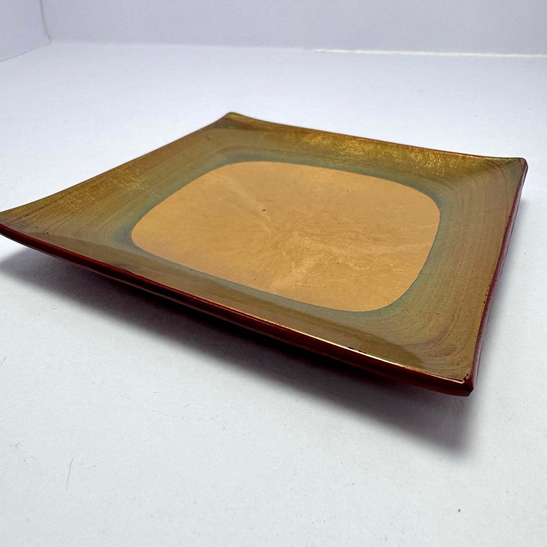 新品未使用 金沢箔工芸 金沢手打箔 洋金箔 角古代銘々皿 5枚セット 共箱説明書