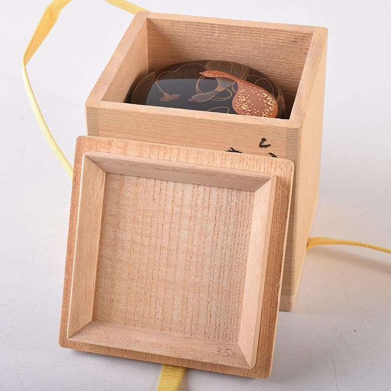 さすがのまみ　坂本照雄作　六瓢蒔絵　内銀留　棗　共布共箱　F　R7951