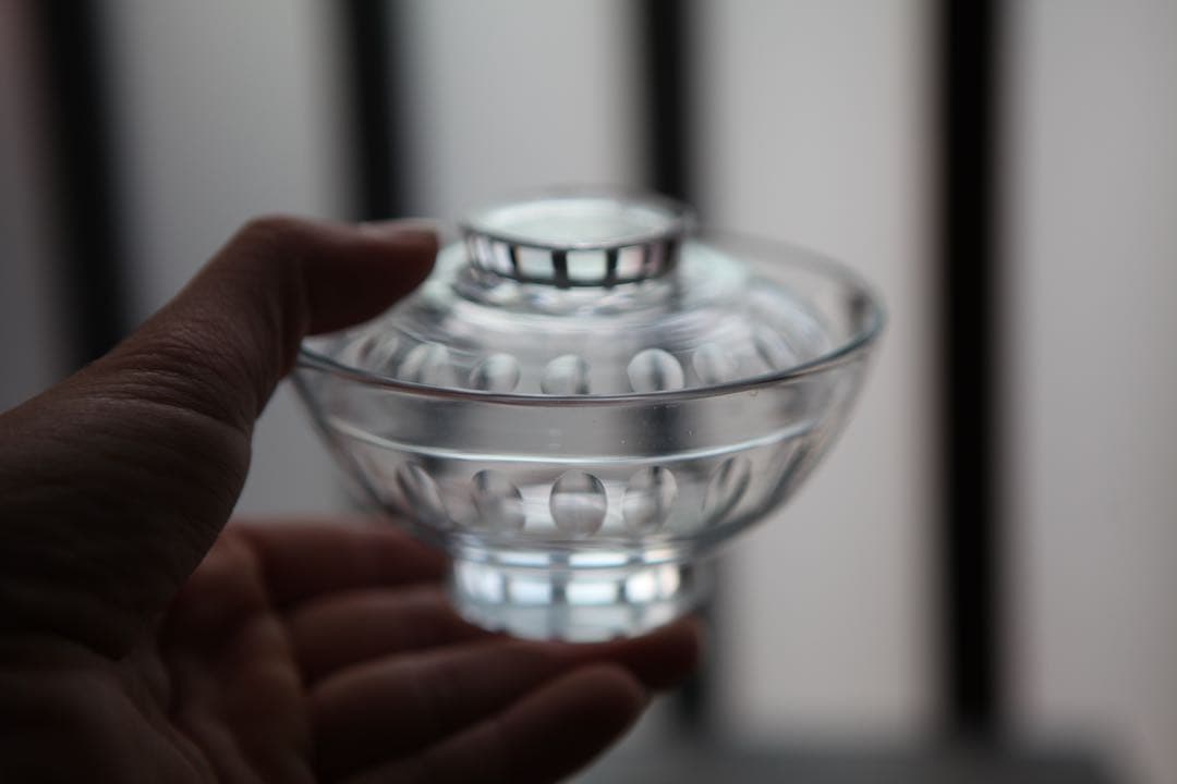 古道具　戦前　大正　昭和初期　蓋付ガラス碗　レア　B