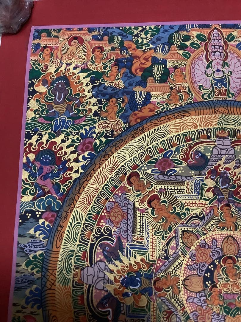 《 チベット密教　新品　1点物 》 手描き　曼荼羅　仏陀　釈迦　仏画　仏教　e9