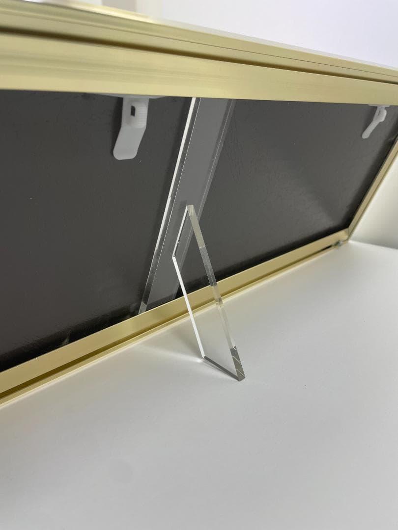 【新品・スタンド付き】高級アルミフレーム ゴールド 90×15cm・5枚セット