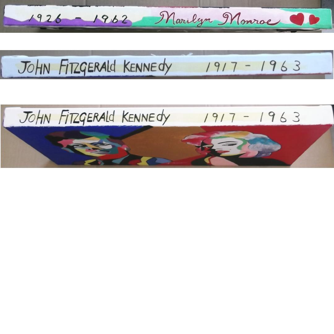 天才クリア・クリムゾンの真作保証作品　JFKとマリリン　変わったキャンバス