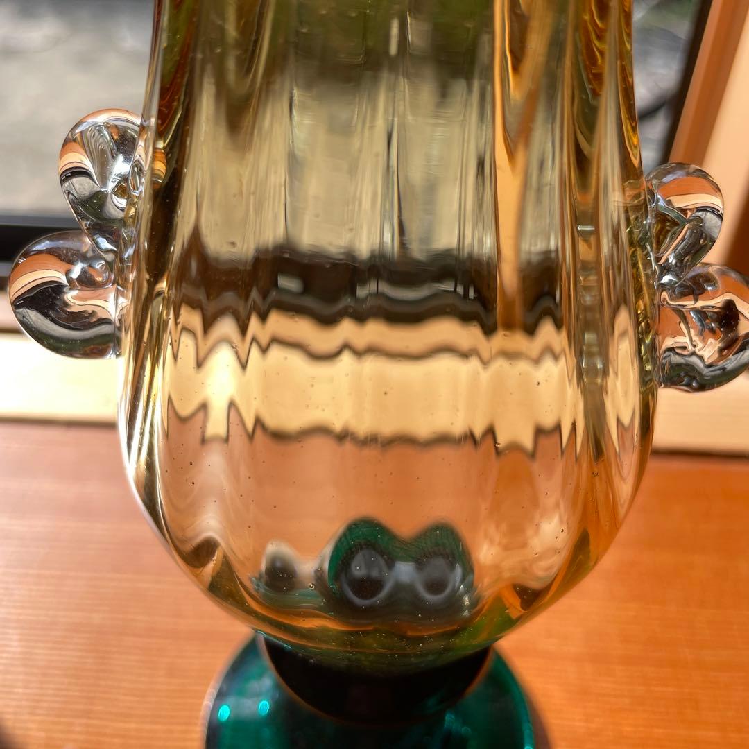 村松学　双耳花瓶　カンナカガラス　舩木倭帆