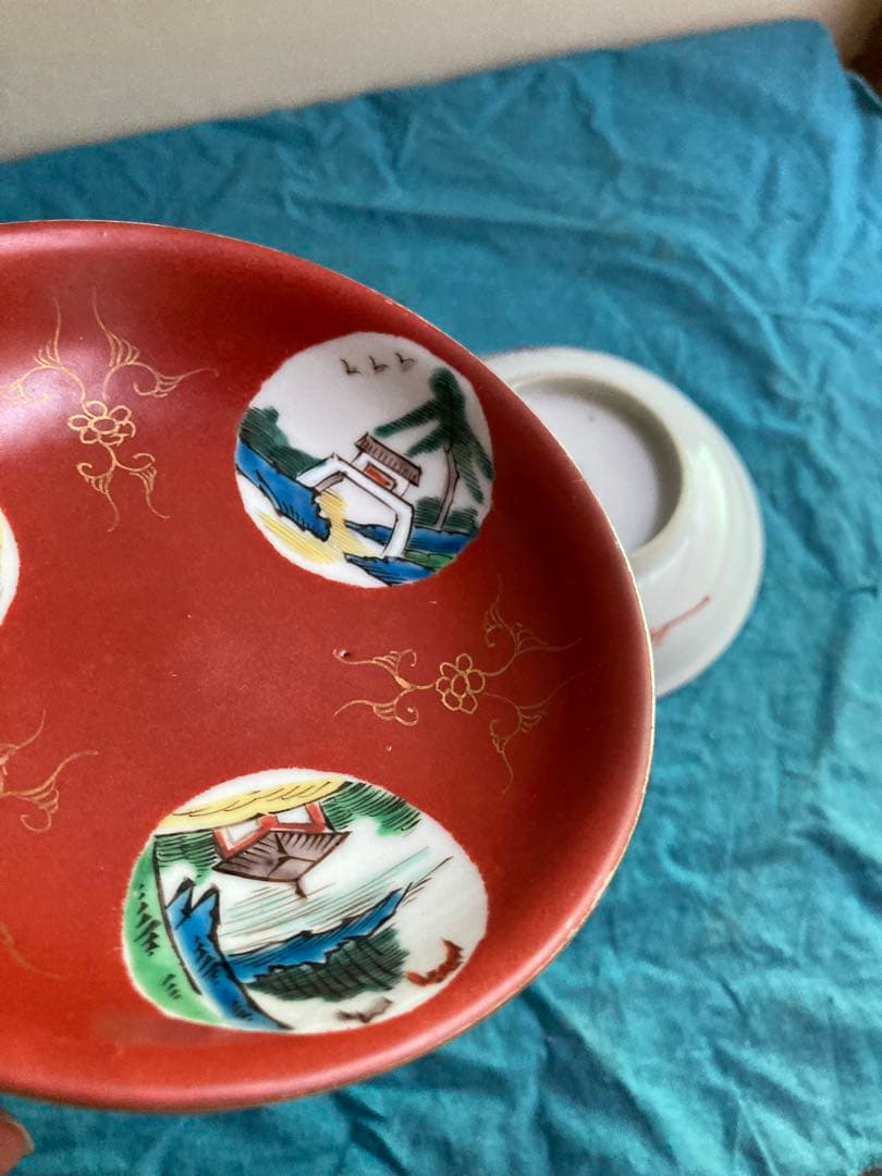 清朝　十錦手小皿　南京皿　二客