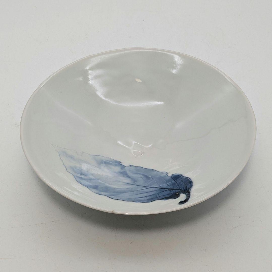 加藤巌 京焼 染付茶碗 共箱 木葉文 清水焼 抹茶碗 抹茶茶碗 茶道具 茶器