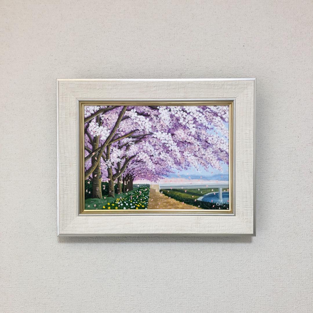 アクリル画　原画　「春爛漫03」額縁付　F4サイズ　キャンバス