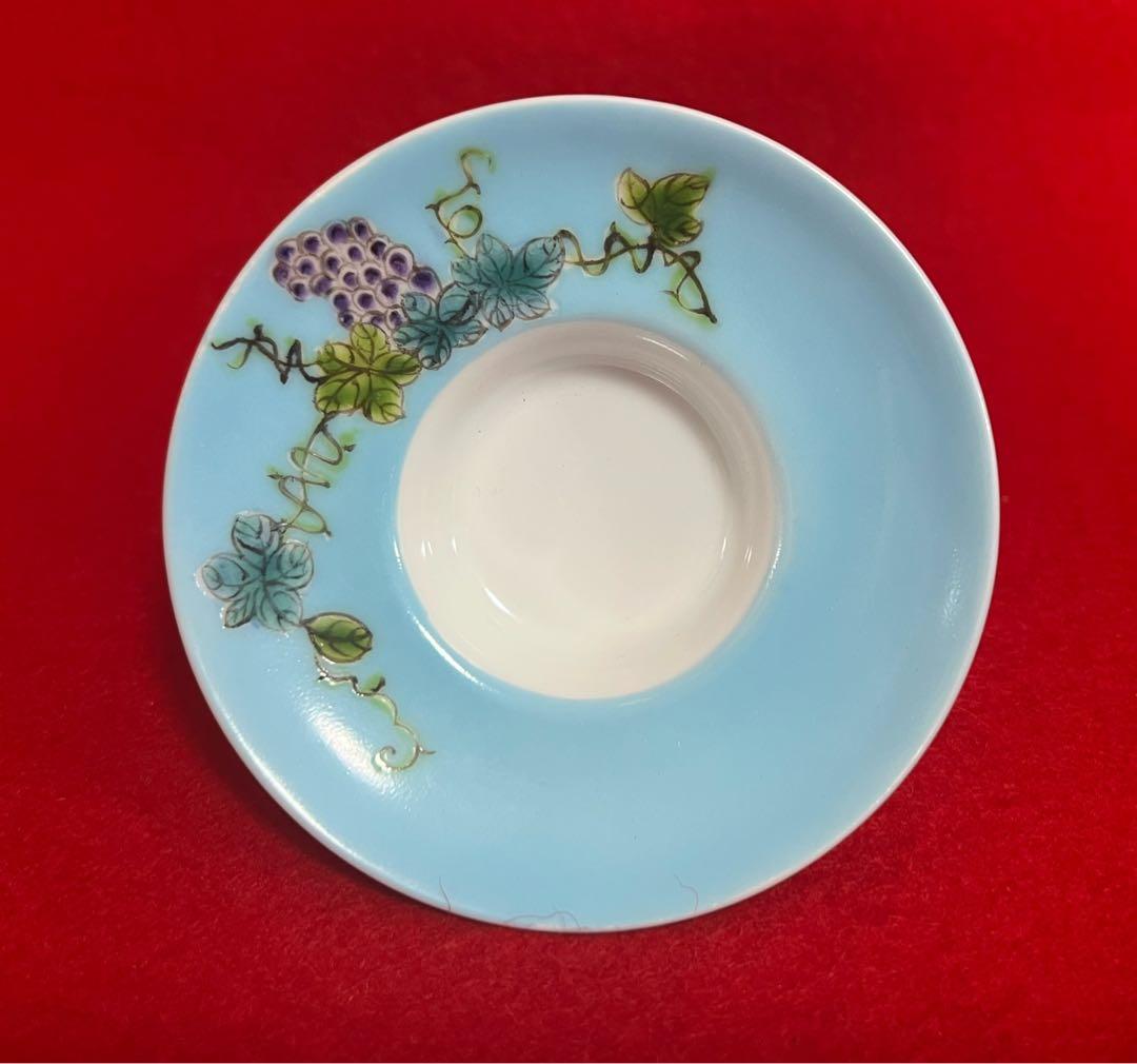 中国美術 古玩 葡萄紋樣 蓋碗 茶碗 慎德堂製　茶道具