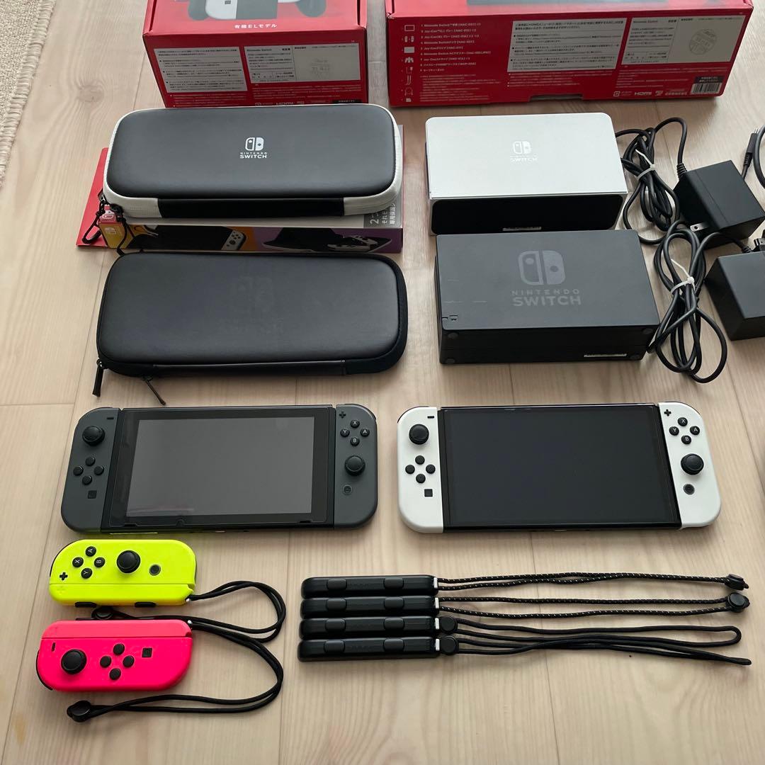 switch 本体 2台 コントローラー 純正ケース 有機EL