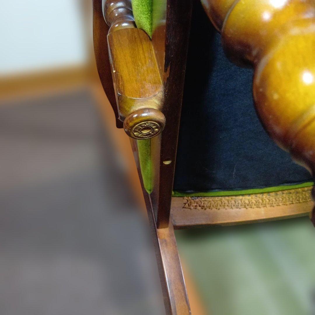 オールドカリモクbackrest-rattan モケットグリーンkarimoku