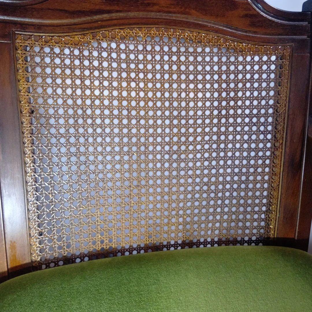 オールドカリモクbackrest-rattan モケットグリーンkarimoku