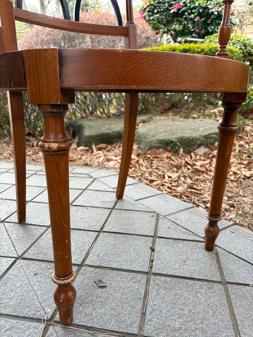 難あり アンティーク 木製ラタンチェア クロスデザイン 椅子 アールデコ