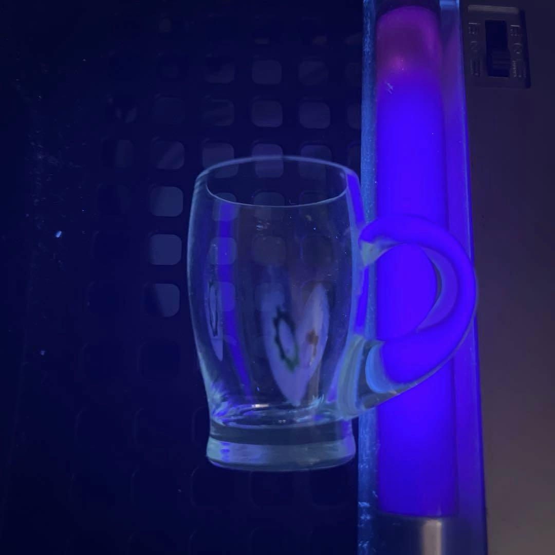 骨董　時代ガラス　超希少花象嵌　蜻蛉玉　風船型　取手付き　氷コップ　ウラン１客