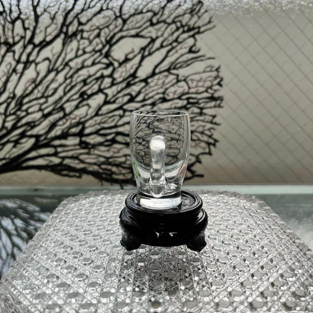 骨董　時代ガラス　超希少花象嵌　蜻蛉玉　風船型　取手付き　氷コップ　ウラン１客