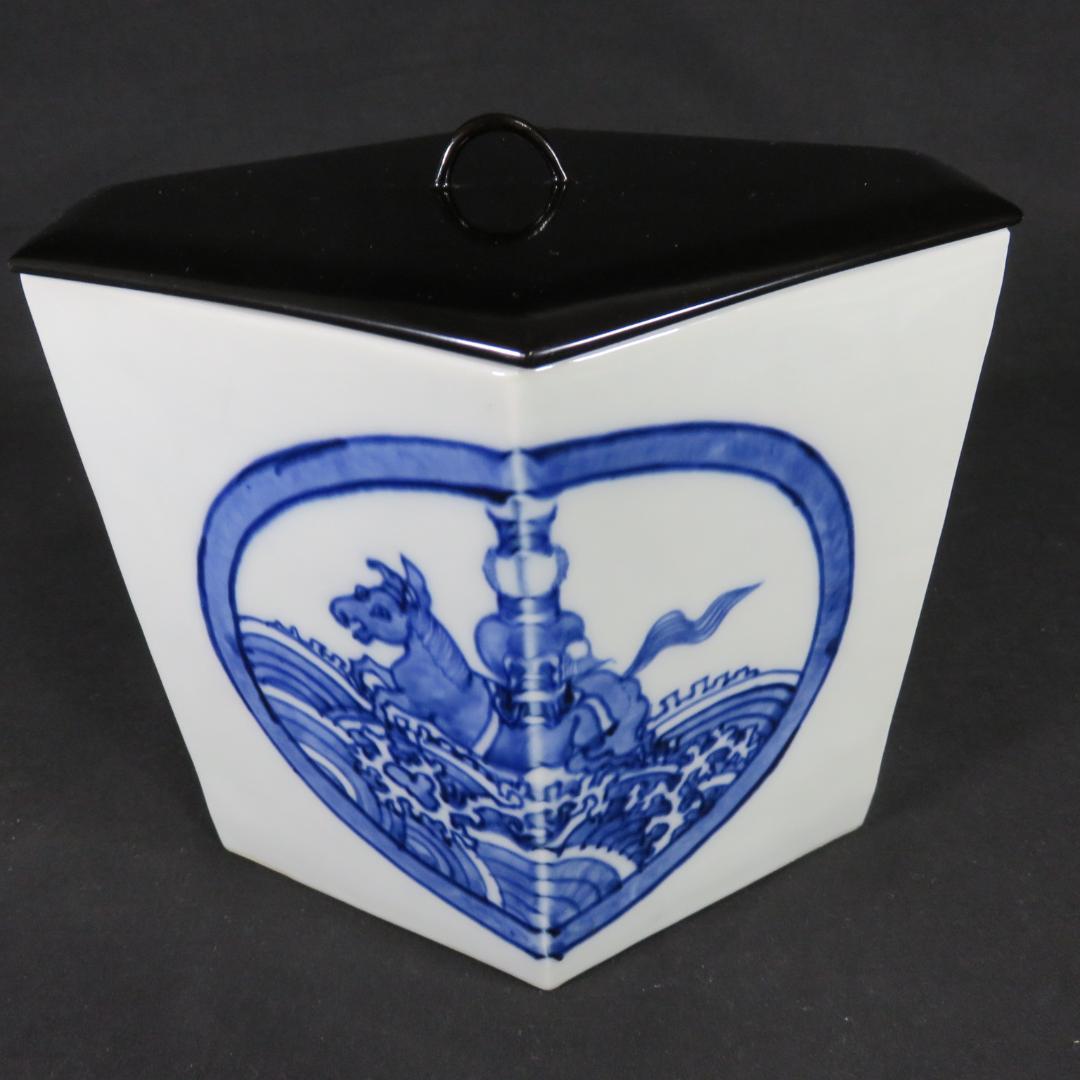 水指 角 ひし形 菱型 染付水指 道光年製 茶道具 茶の湯