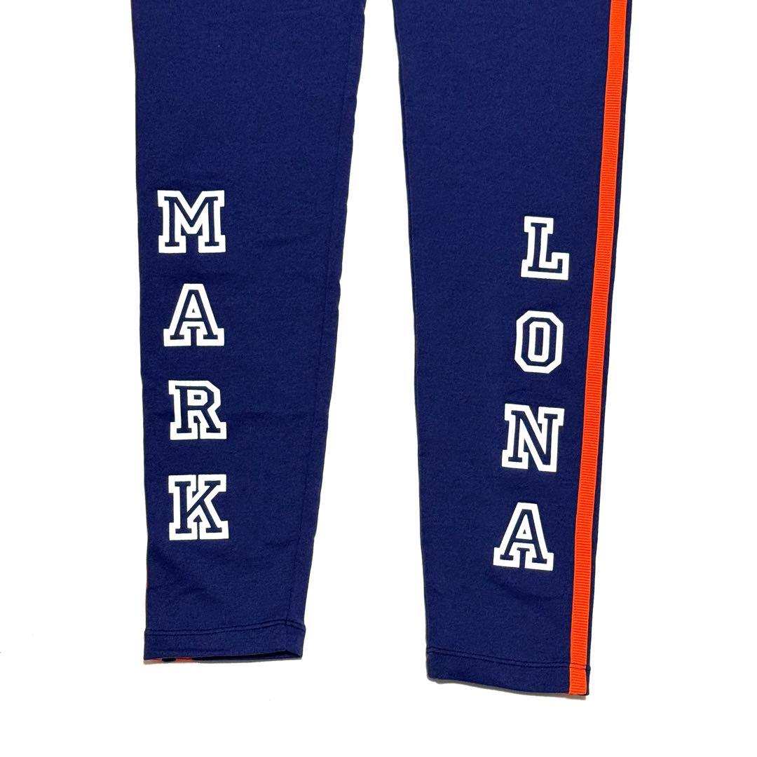 目立つロゴ良好　マークアンドロナ　レディースレギンス　紺橙ライン日本製