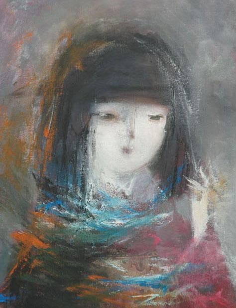 油絵 絵 絵画 インテリア 額付(白) F6-050513 人物 女性像