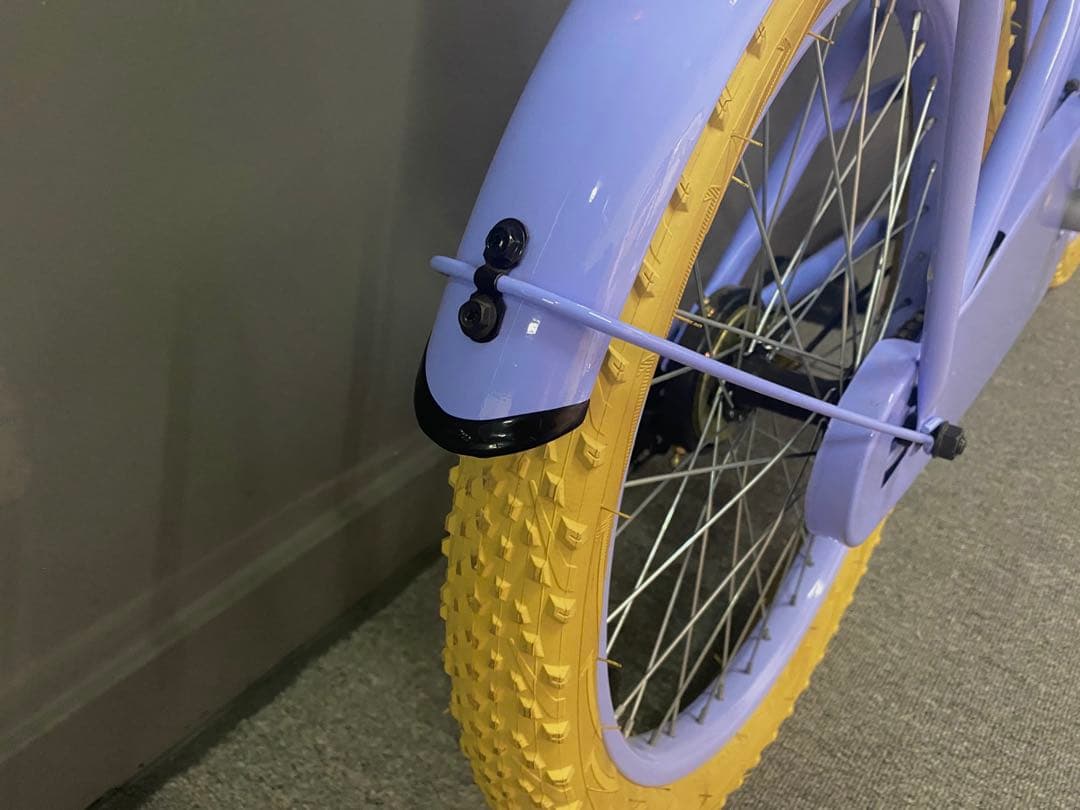 おしゃれカラー パープル×イエロータイヤ 子供用自転車 20インチ