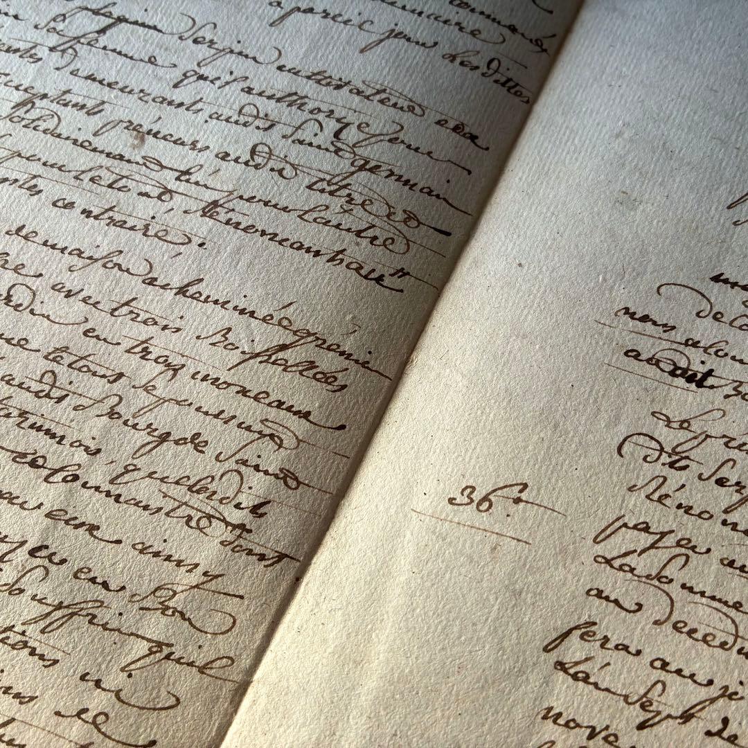 フランス革命時のマニュスクリ2枚セット　18世紀古文書紙物　フランスアンティーク