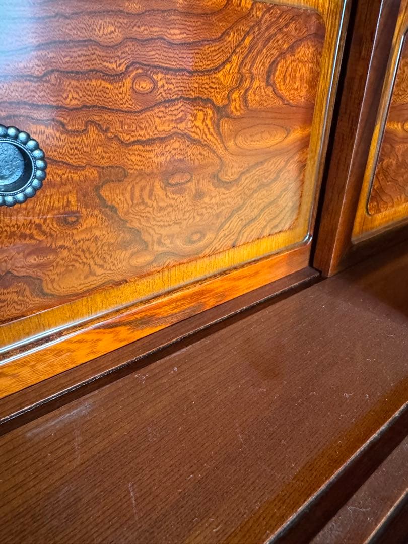 レトロ　茶箪笥　木製ガラス扉収納棚